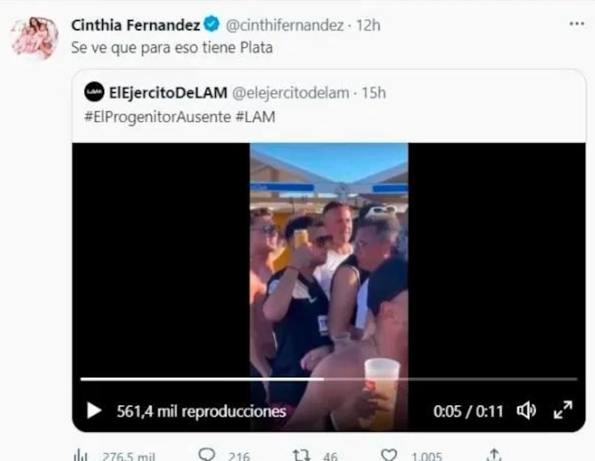 Cinthia Fernández escrachó a Defederico en una fiesta. Foto: Twitter.