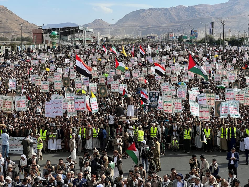 Manifestaciones en Saná, la capital de Yemen, en apoyo a Gaza. Foto: Reuters (Adel Al Khader)