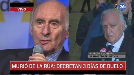 Gil Lavedra, sobre De la Rúa: "Que se lo recuerde al servicio de la República"