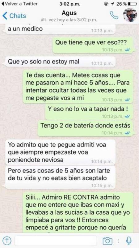 Agustín Rossi chats con su ex pareja - denuncia