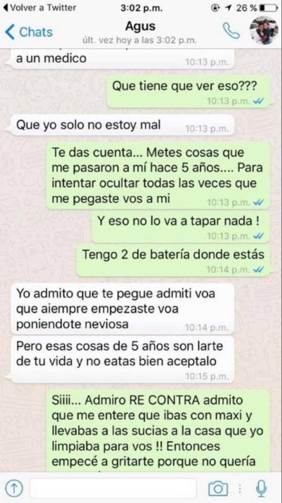 Agustín Rossi chats con su ex pareja - denuncia