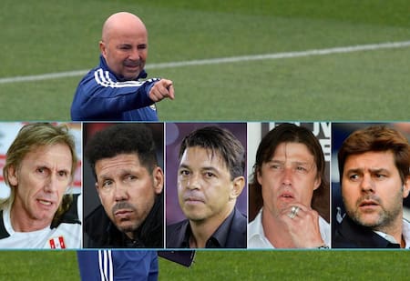 Seleccion Argentina, Sampaoli, Gareca, Simeone, Gallardo, Almeyda y Pochettino (Reuters y NA)