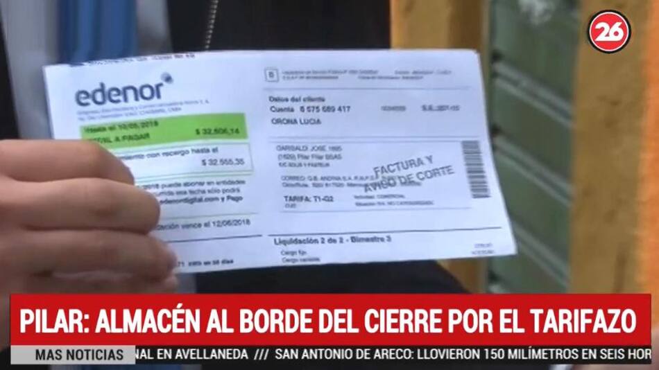 Tarifazo - Almacén al borde de cierre - Factura de luz