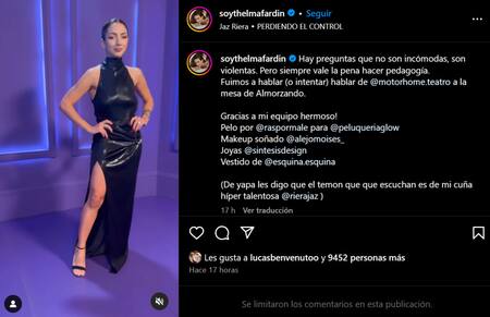 El enojo de Thelma Fardin luego de asistir al programa de Juana Viale.