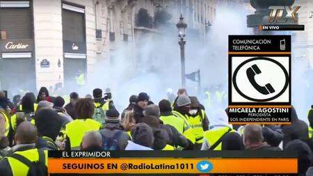 Marchas e incidentes en Francia, chalecos amarillos, Micaela Agostini, Radio Latina 101.1