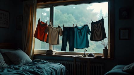 Secar ropa en días de lluvia. Foto: Freepik IA.