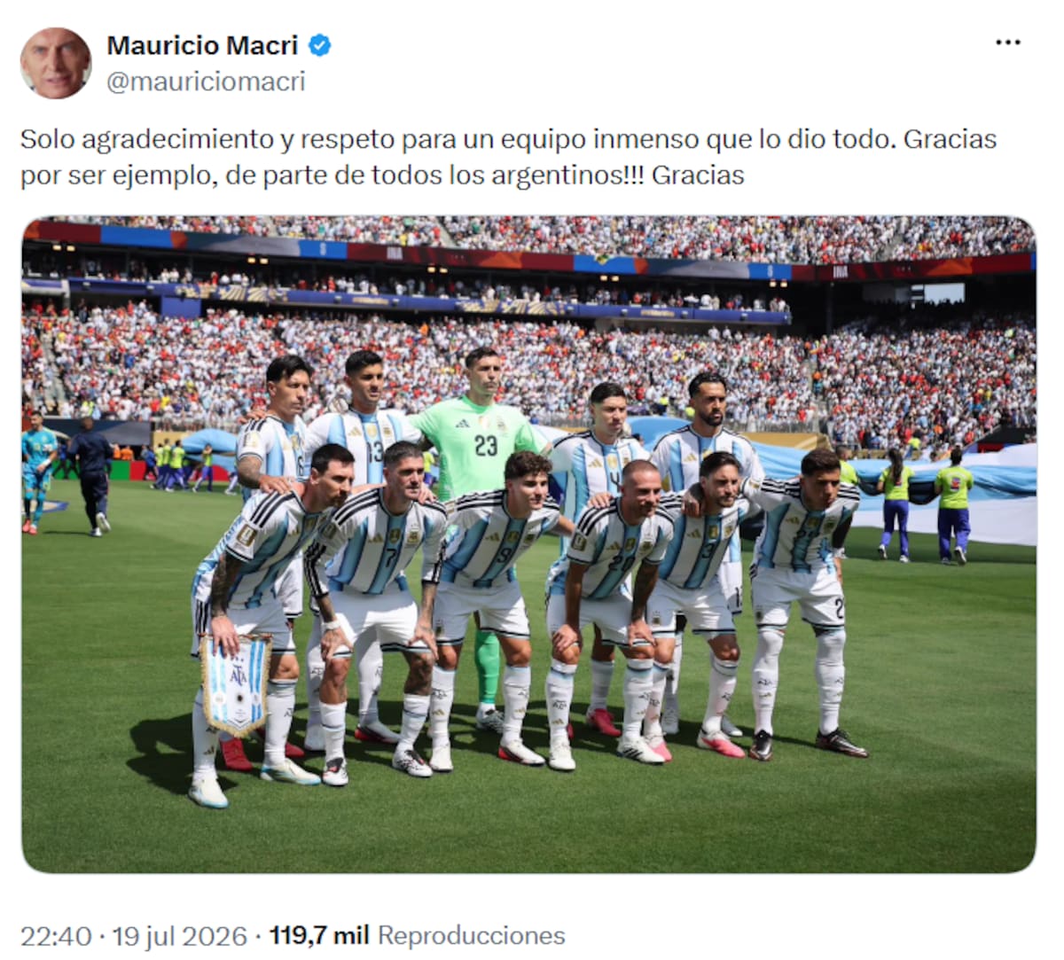 Macri agradeció la participación y el desempeño de los jugadores de la Selección Argentina en el Mundial