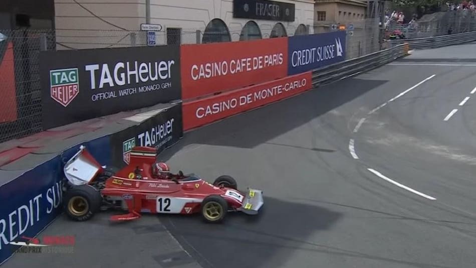 Charles Leclerc, accidente con Ferrari de Niki Lauda, Foto captura video