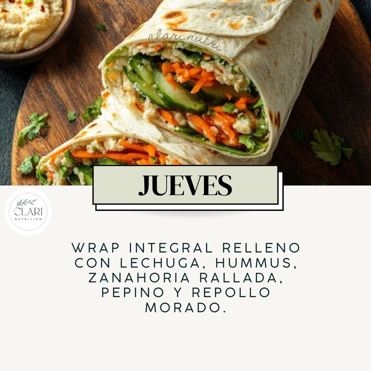 Ideas de almuerzo o cena antiinflamatorio. Foto Instagram @clari.nutri