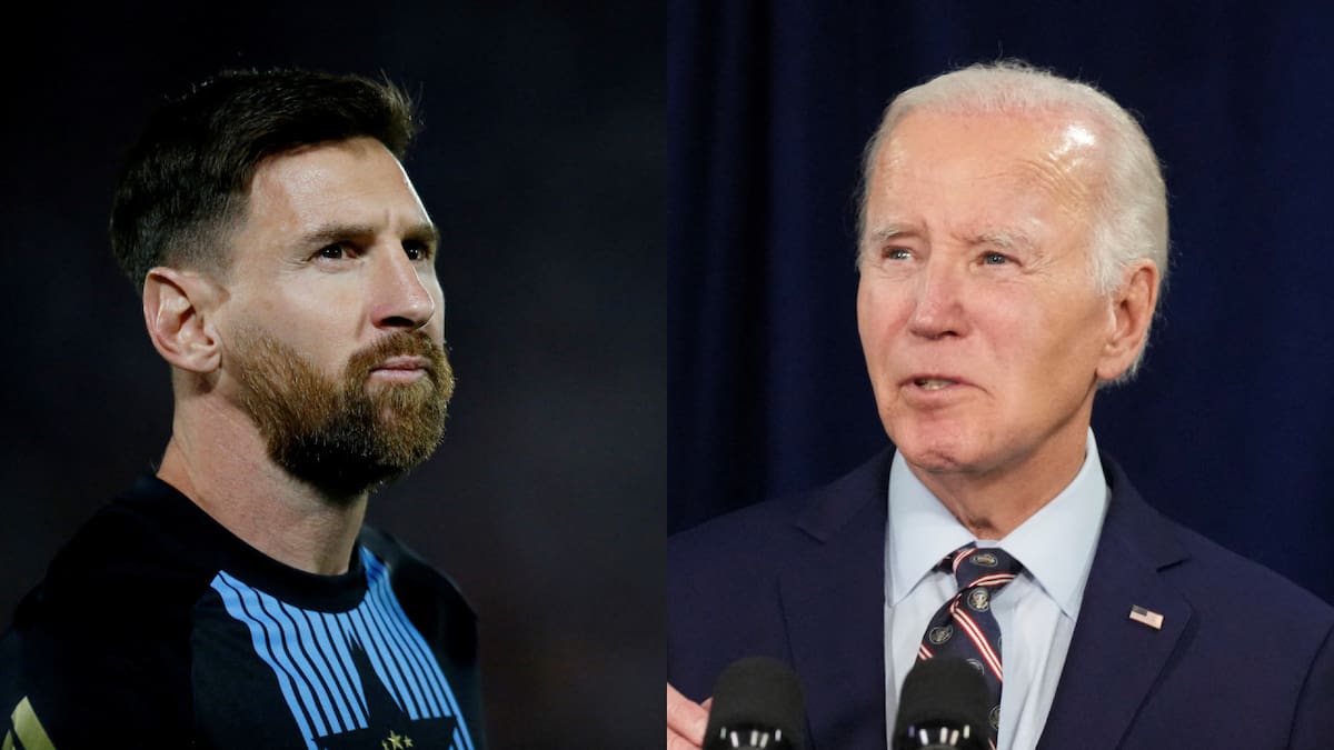 Lionel Messi y Joe Biden. Fotos: Reuters.