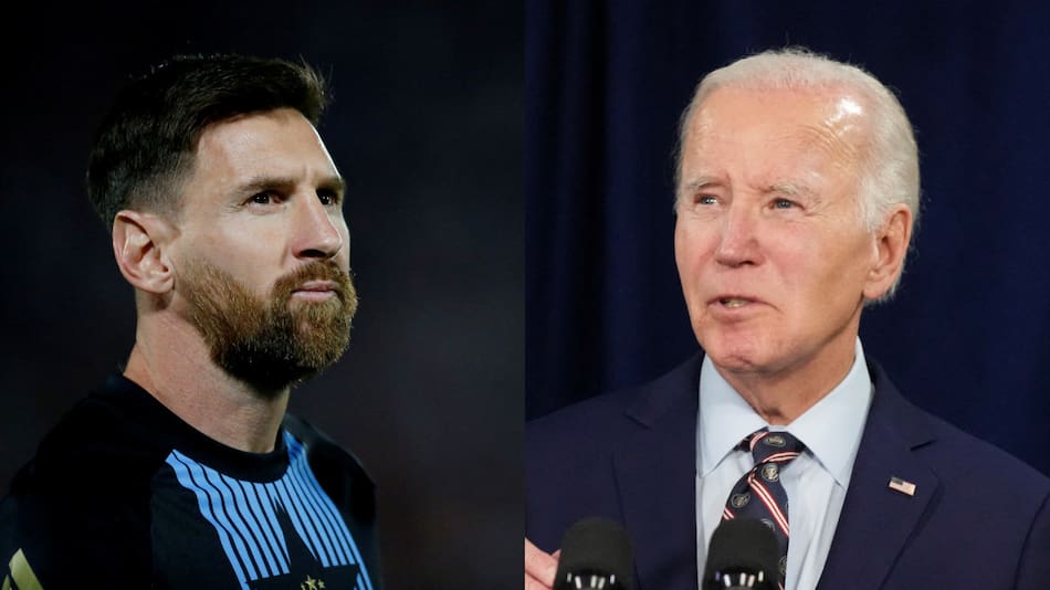 Lionel Messi y Joe Biden. Fotos: Reuters.