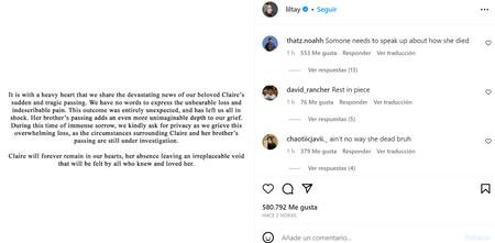 Así comunicaron su muerte. Foto: Instagram.