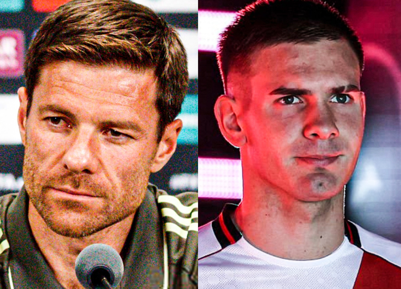 Xabi Alonso y Franco Mastantuono. Foto: X @AtaqueFutbolero