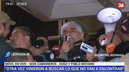 Hugo Moyano por allanamientos en sede de Camioneros, captura Canal 26