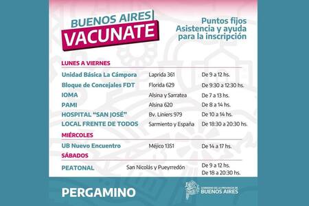 Campaña de vacunación en Pergamino con sede de Unidad Básica de La Campora