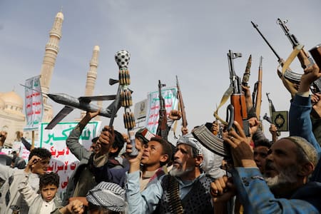 Protestas de los hutíes de Yemen en Saná. Foto: Reuters/Khaled Abdullah.