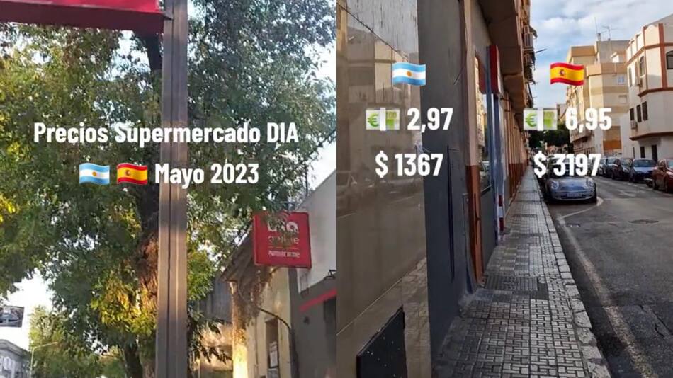 Comparación de precios entre Argentina y España. Foto: captura TikTok.