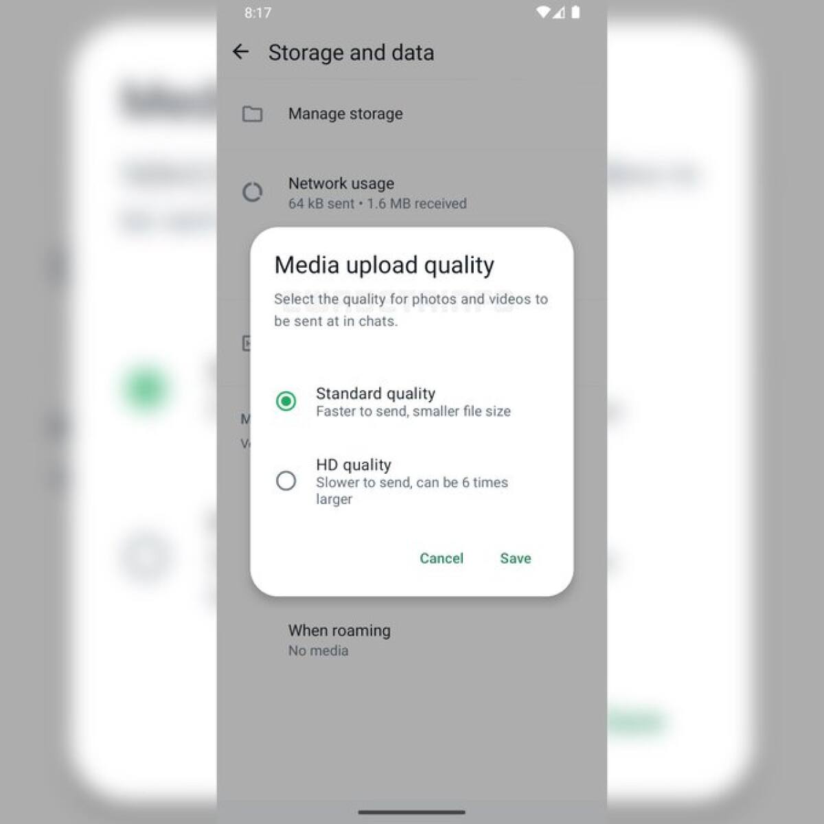 WhatsApp permitirá elegir la resolución de las imágenes y los videos. Foto: X/@WABetaInfo