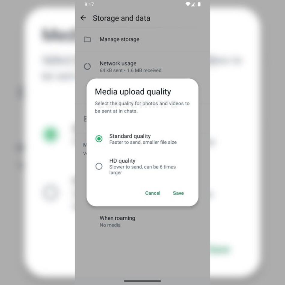 WhatsApp permitirá elegir la resolución de las imágenes y los videos. Foto: X/@WABetaInfo