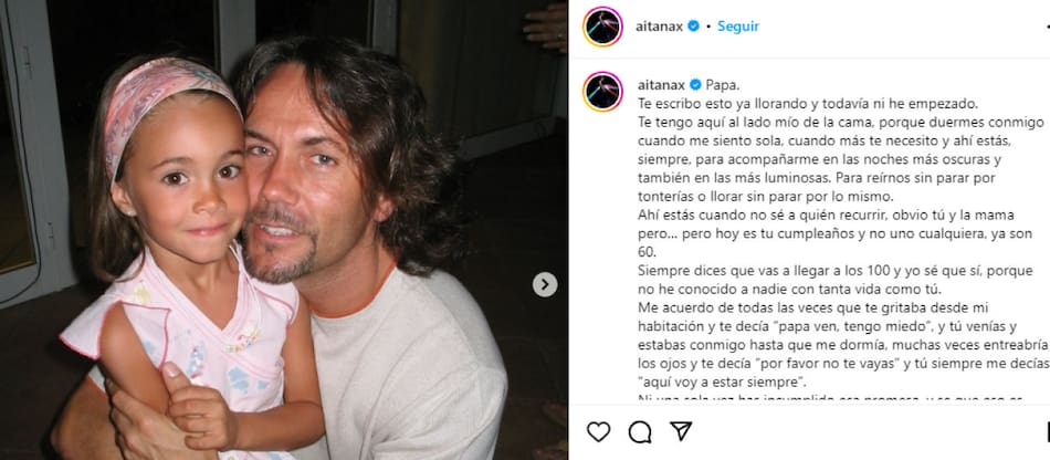 El posteo de Aitana. Foto Instagram.