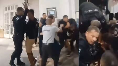 Discusión, golpes y detención en un hospital de Santa Fe. Fotos: capturas.