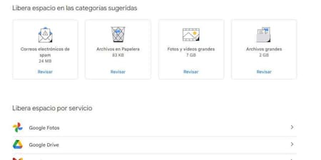 Cómo liberar espacio de Gmail. Foto: Captura de pantalla.