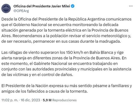 El comunicado presidencial.