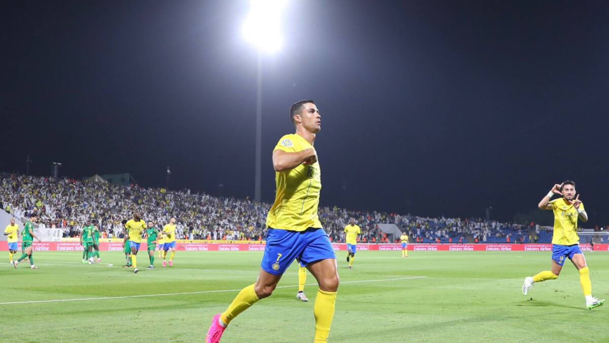 Festejo de Cristiano Ronaldo para el Al Nassr por la de Copa Árabe de Campeones. Foto: @AlNassrFC_EN.