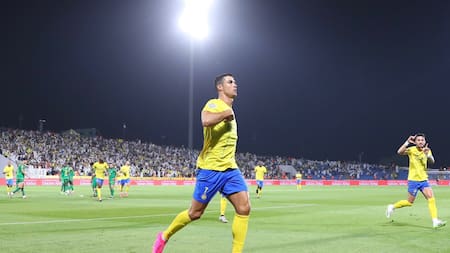 Festejo de Cristiano Ronaldo para el Al Nassr por la de Copa Árabe de Campeones. Foto: @AlNassrFC_EN.