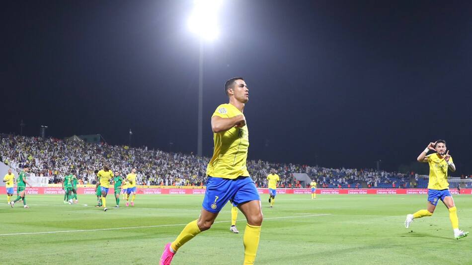 Festejo de Cristiano Ronaldo para el Al Nassr por la de Copa Árabe de Campeones. Foto: @AlNassrFC_EN.