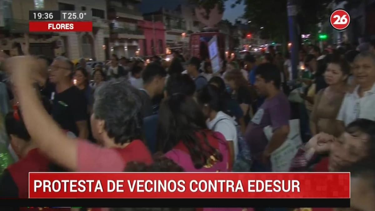 Protesta de vecinos contra Edesur y el tarifazo, Canal 26