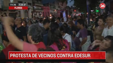 Protesta de vecinos contra Edesur y el tarifazo, Canal 26