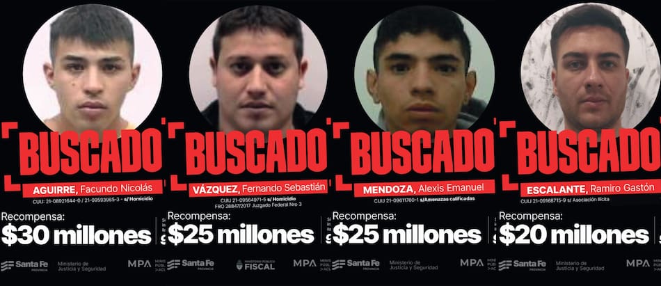 Los delincuentes más buscados por Santa Fe.