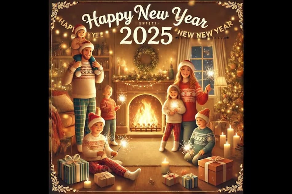 Tarjeta de Año Nuevo hecha con inteligencia artificial. Foto: ChatGPT.