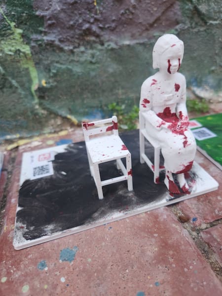 Instalación en memoria de la "Mujeres de consuelo" en el Barrio Coreano de Flores, en CABA. Foto: Gentileza Pilar Álvarez