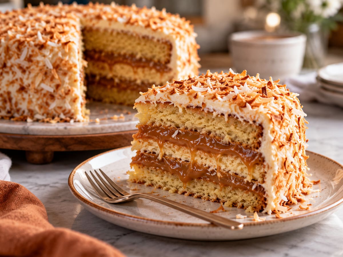 receta de cocina torta de coco con dulce de leche