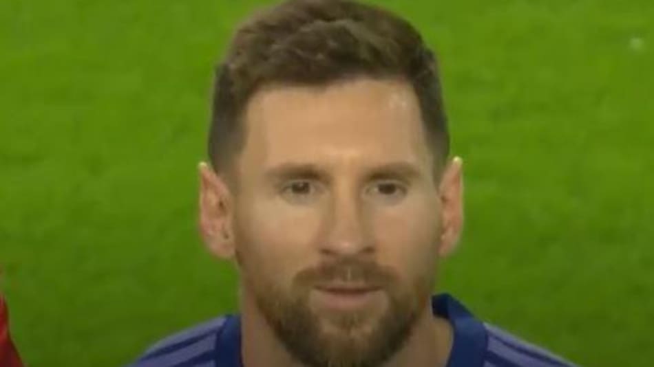 La emoción de Messi en el himno argentino. Foto: captura de video.