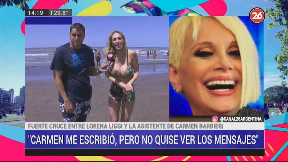Lorena Liggi en Mar del Plata tras cruce con Carmen Barbieri, CANAL 26