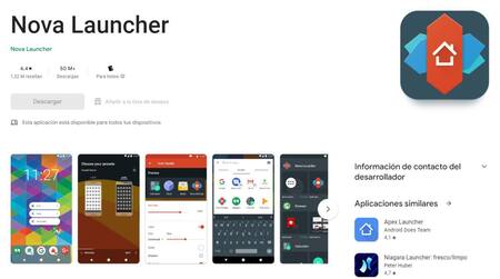 Nova Launcher, la app para modificar el logo de WhatsApp. Foto: captura de pantalla.