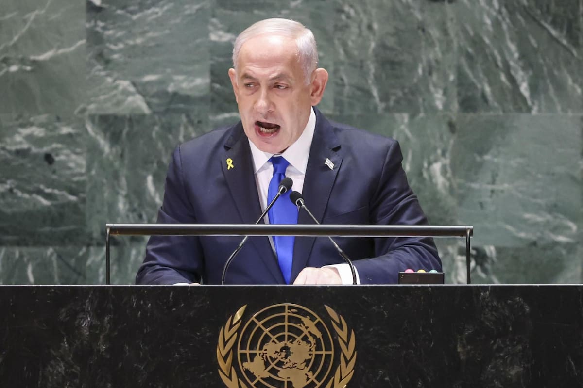 Benjamin Netanyahu, primer ministro israelí, en la Asamblea General de la ONU. Foto: EFE.