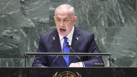 Benjamin Netanyahu, primer ministro israelí, en la Asamblea General de la ONU. Foto: EFE.