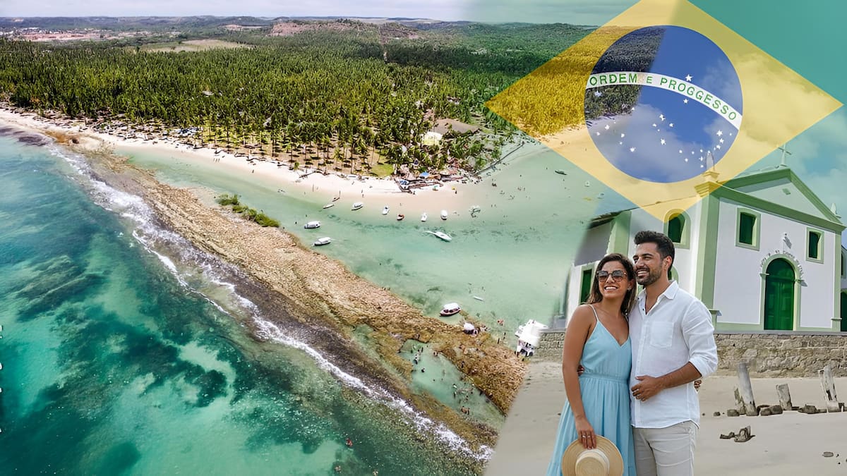 El nombre deriva de la familia Carneiro, antiguos propietarios, y la región destaca por sus bancos de arena, paseos en catamarán, baños de arcilla y arrecifes que forman piscinas naturales con la marea baja.
