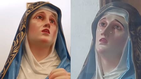 Virgen llorando en México. Foto Twitter @AztecaSonora.