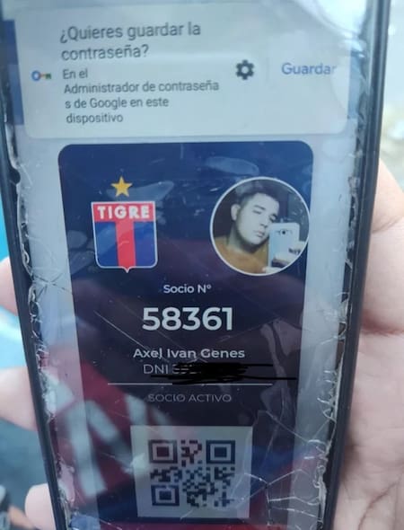 Axel Ivan Genes, hincha de Tigre detenido por el botellazo en Copa Argentina. Foto: Aprevide.