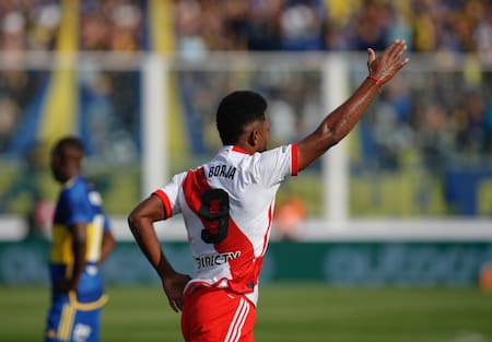 Miguel Borja; River vs Boca, Copa de la Liga. Foto: NA