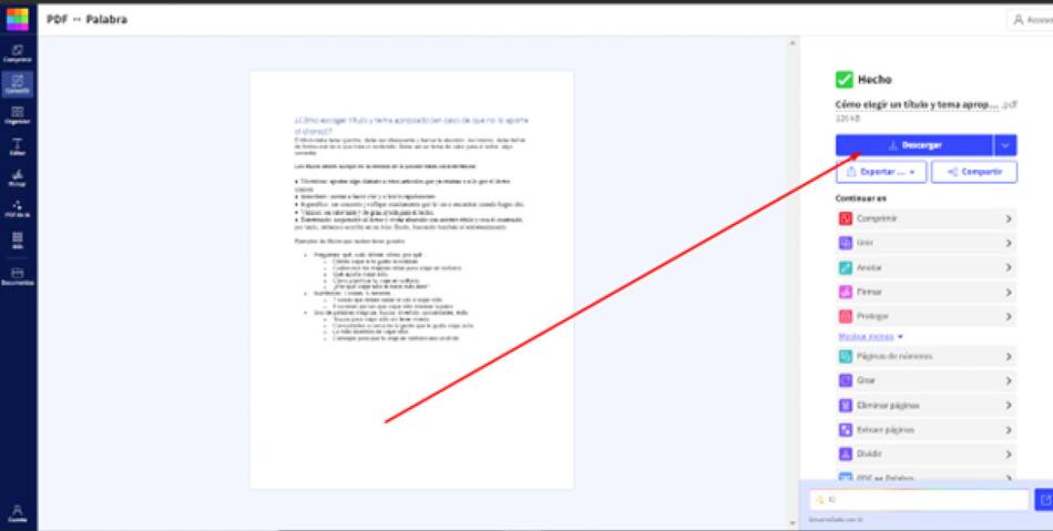 Paso a paso 6 SmallPDF. Captura de pantalla.