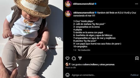 Nicole Neumann mostró parte del rostro su hijo Cruz. Foto: Instagram.