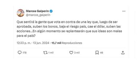 La polémica publicación de Marcos Galperín. Foto: X