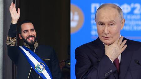 Bukele y Putin. Fotos: Reuters.