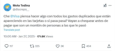 Consumos duplicados en tarjetas de crédito. Captura X.